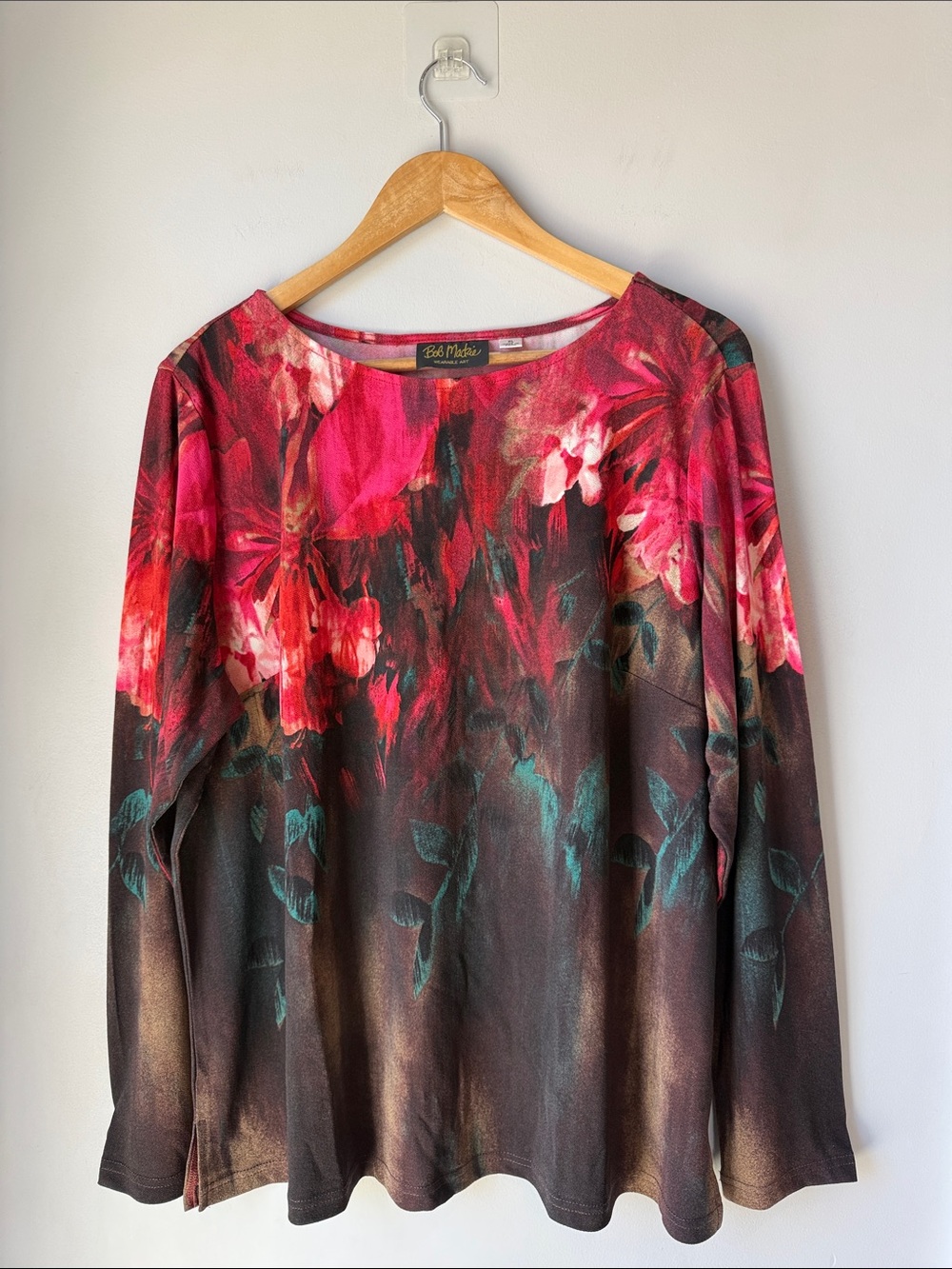 VTG Bob Mackie Floral Ombre Wearable Art Abstract Blouse